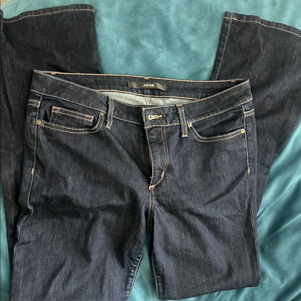 Joe's Jeans dark blue curvy bootcut jeans.